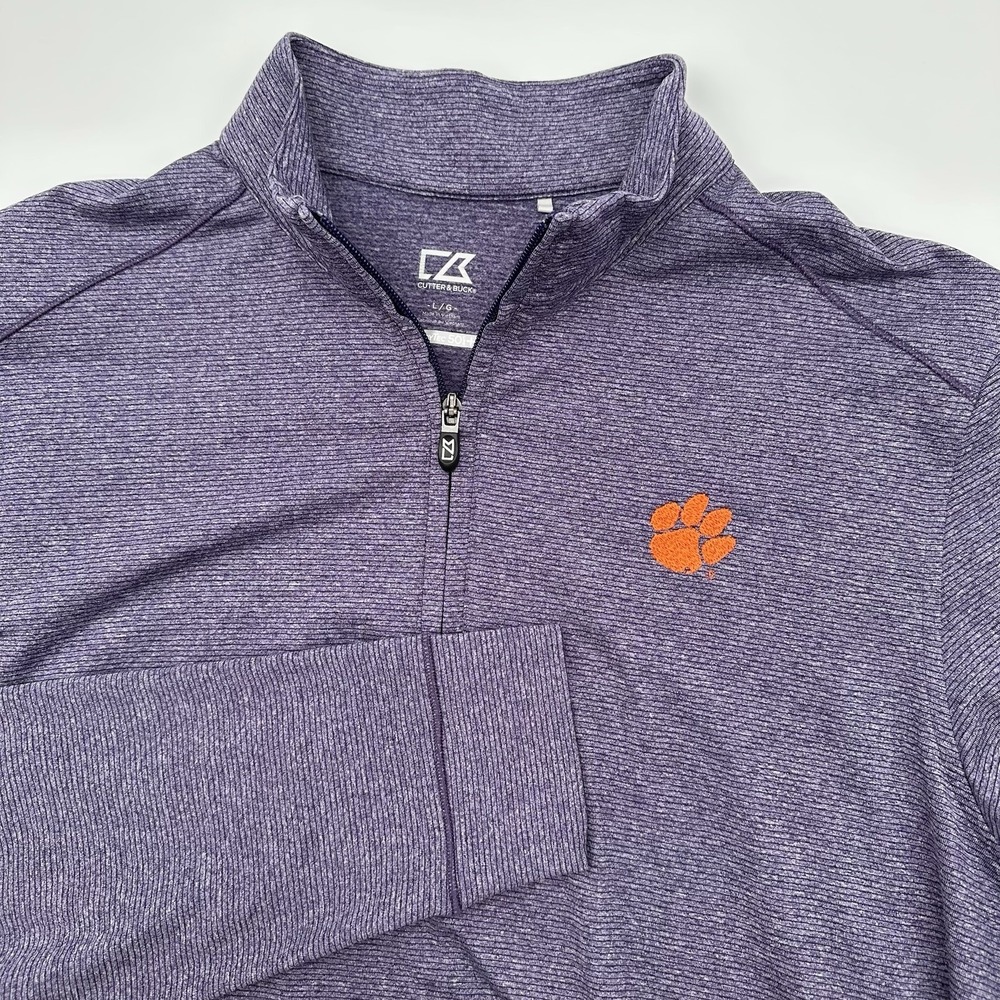 Clemson Tigers Purple Quarter Zip Men L NCAA Pullover UPF50 Performance Stretch